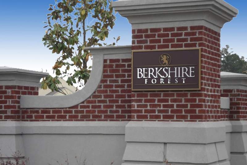Berkshire Forest community entrance sign — Goal Line Mowing lawn care in Myrtle Beach SC