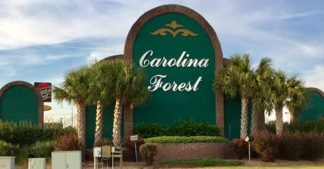 Carolina Forest neighborhood entrance — Goal Line Mowing lawn care in Myrtle Beach SC
