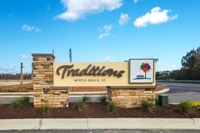 The Traditions community entrance sign — Goal Line Mowing lawn care in Myrtle Beach SC