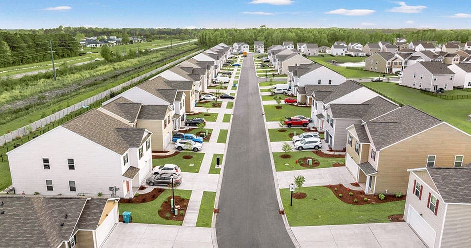 Village Oaks neighborhood street view — Goal Line Mowing lawn care in Myrtle Beach SC