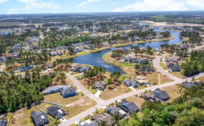 Waterbridge aerial view of the community — Goal Line Mowing lawn care in Myrtle Beach SC